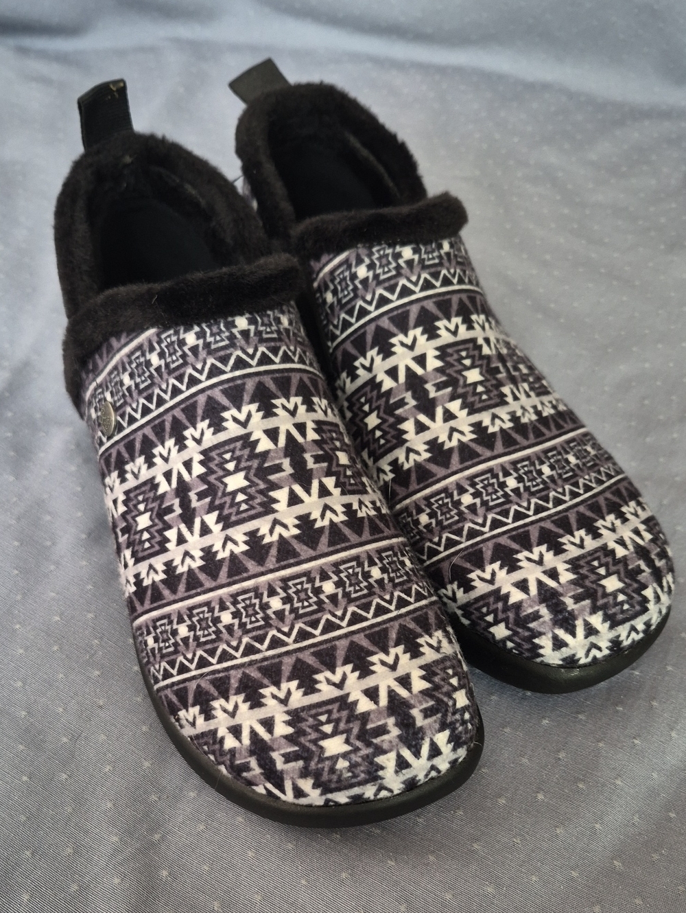 Alegria Cozee Slippers Women's 7 Sante Fe Gray Slip-On Warm Comfy Southwestern